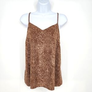 A New Day Womens Camisole‎ Top Size L Brown Tan Snake Print Modern Office Party